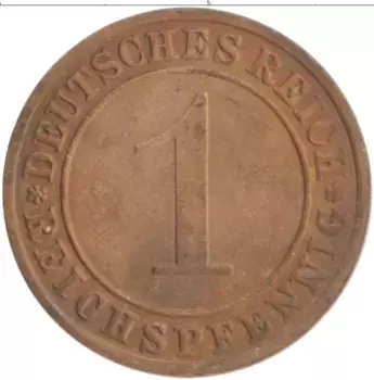 Монета пфенниг Веймарской республики 1934 года Бронза A