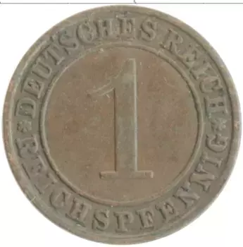 Монета пфенниг Веймарской республики 1934 года Бронза Е