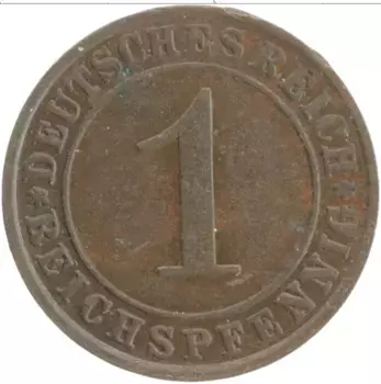 Монета пфенниг Веймарской республики 1935 года Бронза F