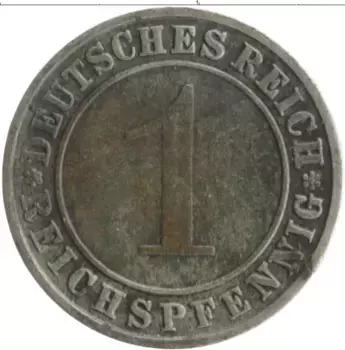 Монета пфенниг Веймарской республики 1935 года Бронза А