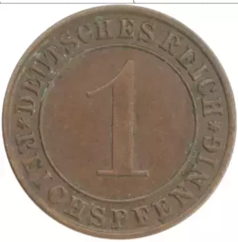 Монета пфенниг Веймарской республики 1936 года Бронза А