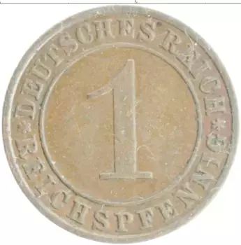 Монета пфенниг Веймарской республики 1936 года Бронза А