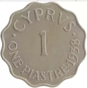 Монета пиастр Кипра 1938 года Медно-никель Георг VI