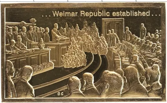 Монета плакета Америки Латунь Основание Веймарской Республики 1919 г