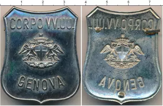 Монета Полицейский знак Италии Медно-никель Генуя