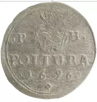 Монета полтура Венгрии 1696 года Серебро Леопольд