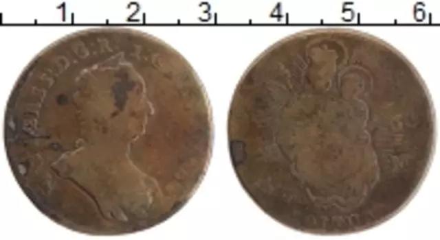 Монета полтура Венгрии 1763 года Медь Мария Терезия