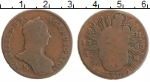Монета полтура Венгрии 1763 года Медь Мария Терезия