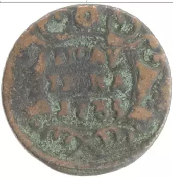 Монета полушка Анны Иоанновны 1735 года Медь