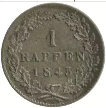 Монета рапп Цюриха 1845 года Серебро Кантон Швейцарии