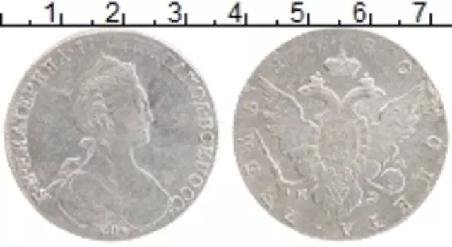 Монета рубль Екатерины 2 1780 года Серебро СПБ ИЗ