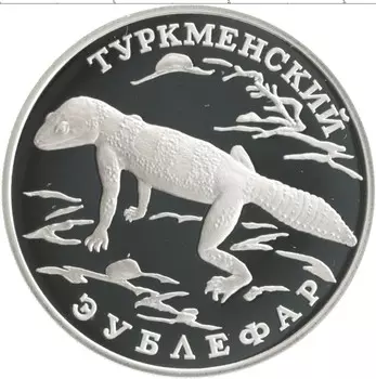Монета рубль России 1996 года Серебро Красная книга - Туркменский эублефар