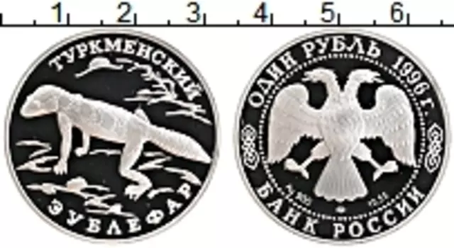 Монета рубль России 1996 года Серебро Туркменский зублефар