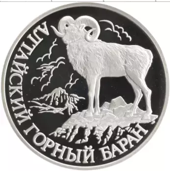 Монета рубль России 2001 года Серебро Красная книга - Алтайский горный баран