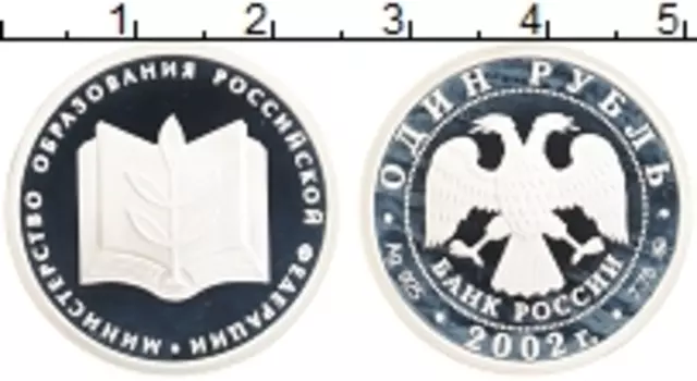 Монета рубль России 2002 года Серебро Министерство образования РФ
