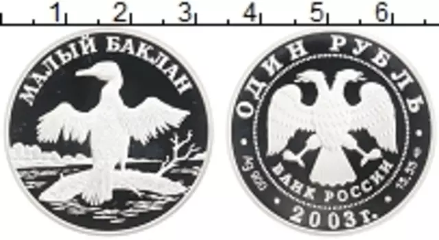 Монета рубль России 2003 года Серебро Малый баклан