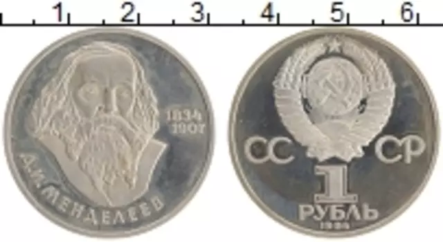 Монета рубль СССР 1984 года Медно-никель 150 лет со дня рождения Д