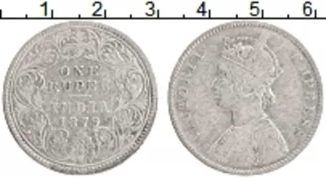 Монета рупия Британской Индии 1879 года Серебро Виктория