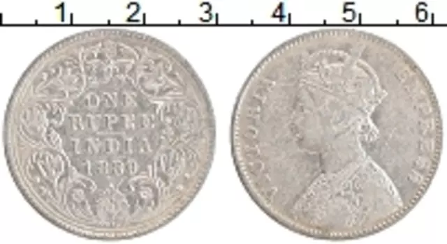 Монета рупия Британской Индии 1880 года Серебро Виктория