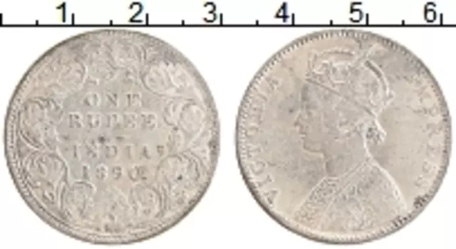 Монета рупия Британской Индии 1890 года Серебро Виктория
