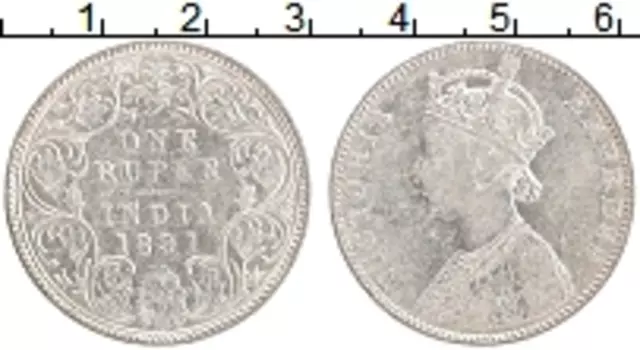 Монета рупия Британской Индии 1891 года Серебро Виктория