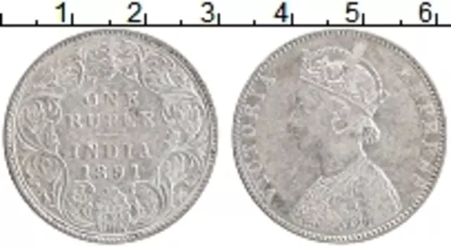 Монета рупия Британской Индии 1891 года Серебро Виктория