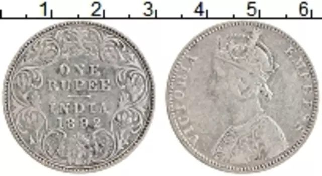 Монета рупия Британской Индии 1892 года Серебро Виктория