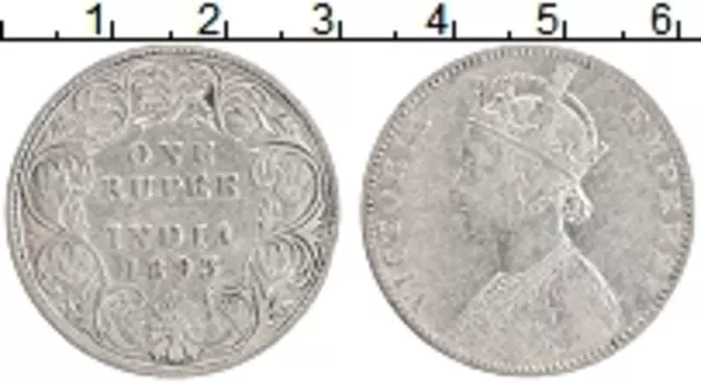Монета рупия Британской Индии 1893 года Серебро Виктория