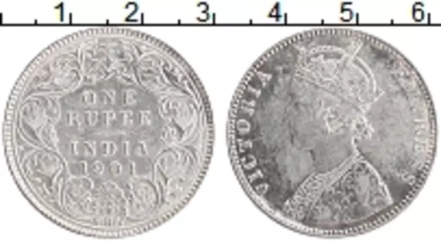 Монета рупия Британской Индии 1901 года Серебро Виктория
