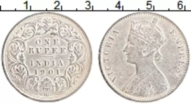 Монета рупия Британской Индии 1901 года Серебро Виктория