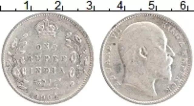 Монета рупия Британской Индии 1904 года Серебро Эдуард VII
