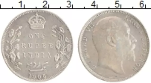 Монета рупия Британской Индии 1905 года Серебро Эдуард VII