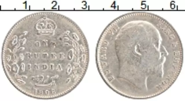 Монета рупия Британской Индии 1906 года Серебро Эдуард VII