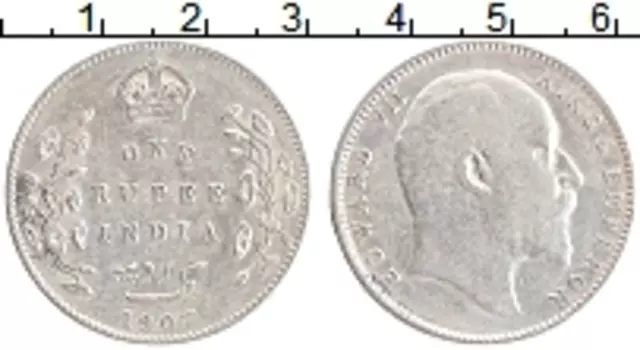 Монета рупия Британской Индии 1907 года Серебро Эдуард VII