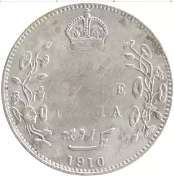Монета рупия Британской Индии 1910 года Серебро Эдуард VII