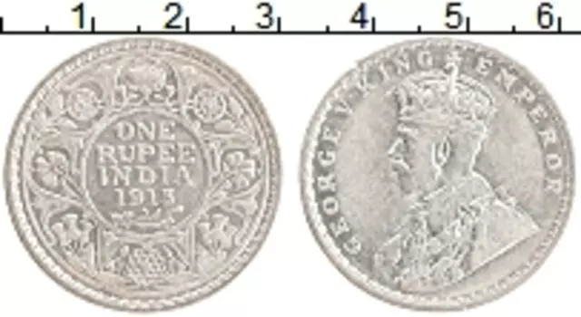 Монета рупия Британской Индии 1913 года Серебро Георг V