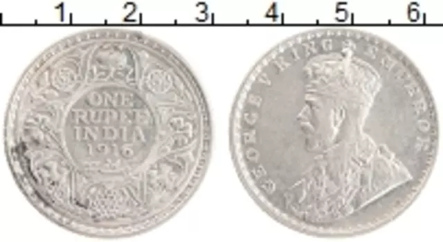 Монета рупия Британской Индии 1916 года Серебро Георг V