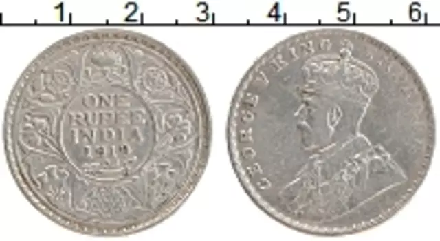 Монета рупия Британской Индии 1919 года Серебро Георг V