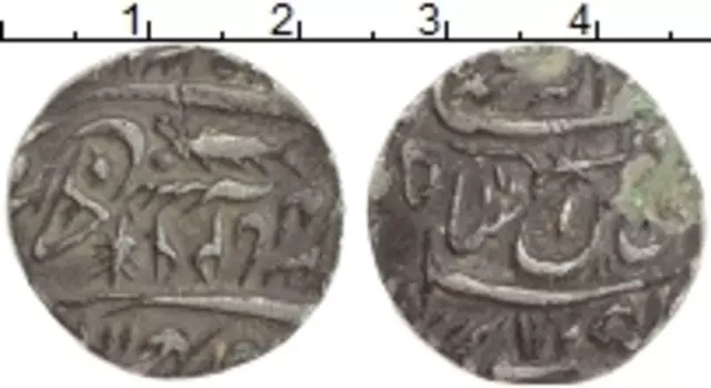 Монета рупия Индии 1810 года Серебро Княжество Авад, шах Алама II