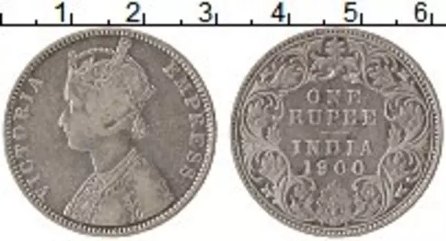 Монета рупия Индии 1900 года Серебро Виктория