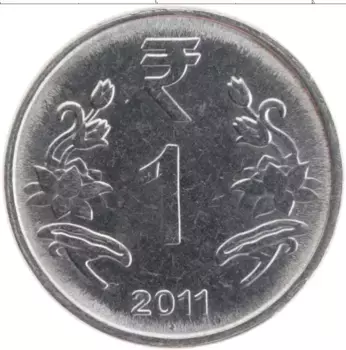 Монета рупия Индии 2011 года Медно-никель