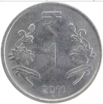 Монета рупия Индии 2011 года Медно-никель