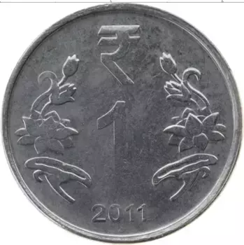 Монета рупия Индии 2011 года Железо Герб