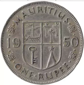 Монета рупия Маврикия 1950 года Медно-никель Георг VI