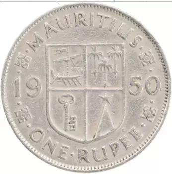 Монета рупия Маврикия 1950 года Медно-никель Георг VI