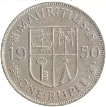 Монета рупия Маврикия 1950 года Медно-никель Георг VI