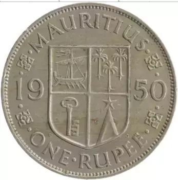 Монета рупия Маврикия 1950 года Медно-никель Георг VI