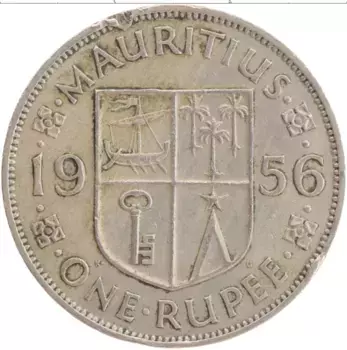 Монета рупия Маврикия 1956 года Медно-никель Елизавета II
