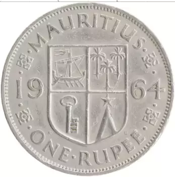 Монета рупия Маврикия 1964 года Медно-никель Елизавета II