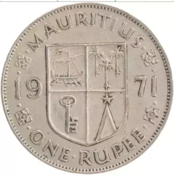Монета рупия Маврикия 1971 года Медно-никель Елизавета II